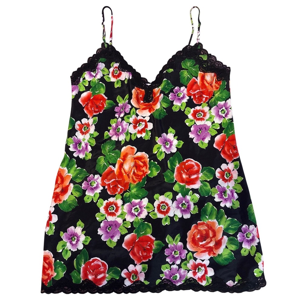 Vintage Victoria's Secret Gold Label Floral Lace‎ Slip Chemise Nightgown Medium